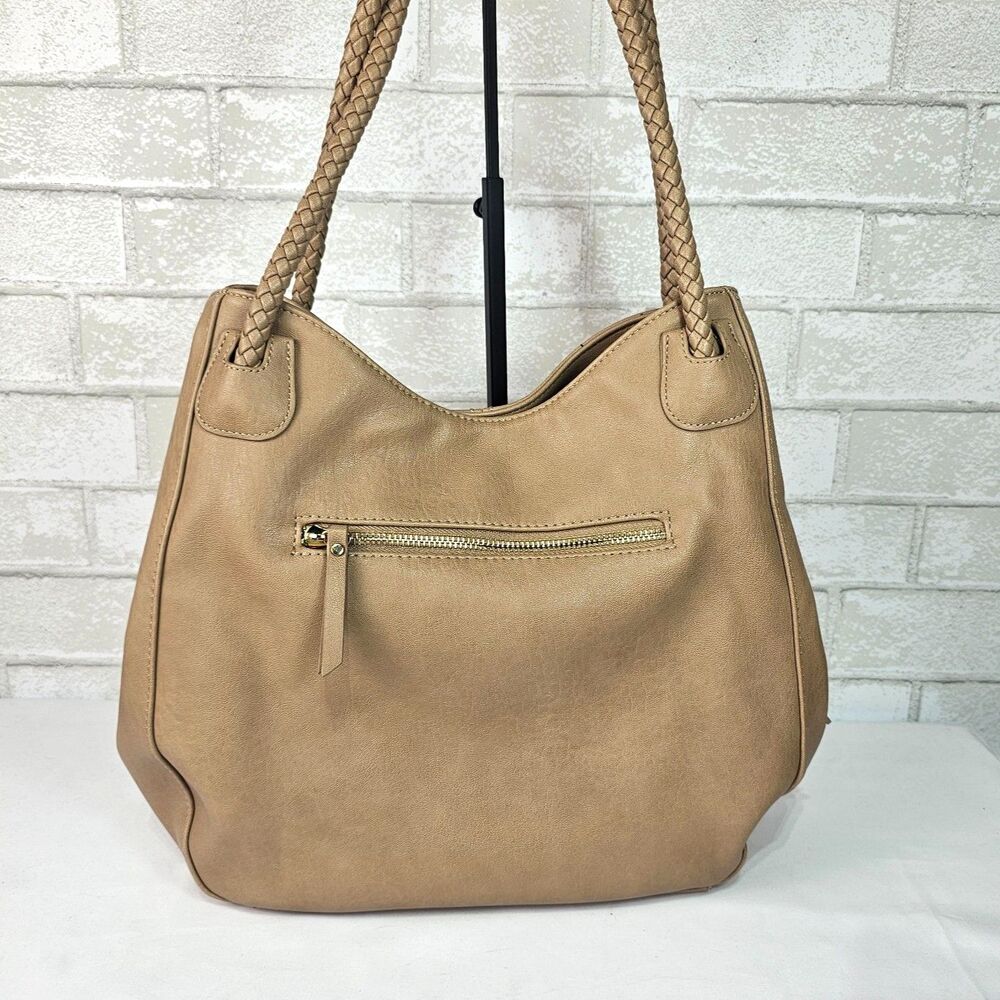 Antik Kraft Taupe Braided Strap Hobo Shoulder Bag Boho Slouchy Large Tote - Picture 2 of 14